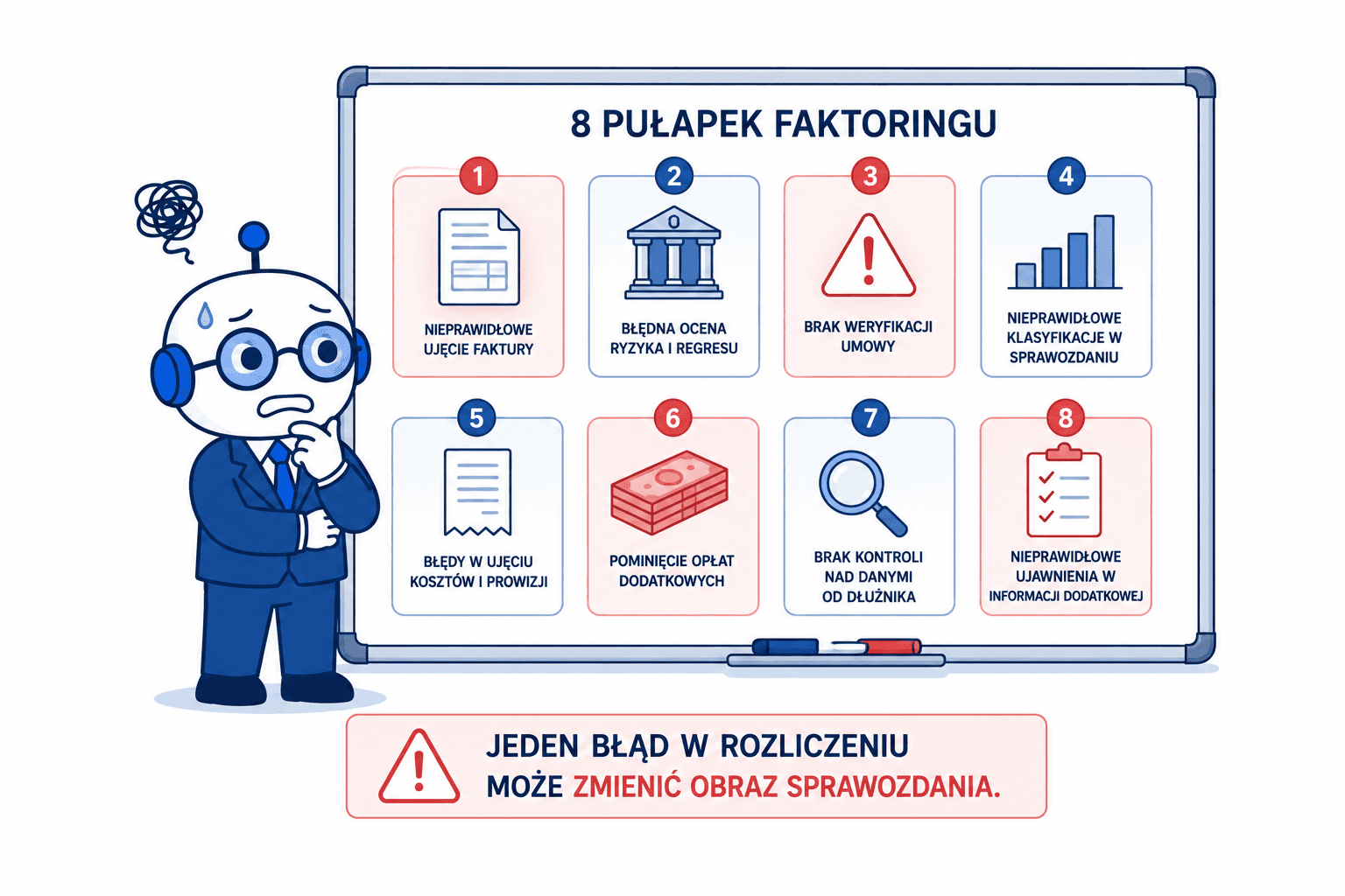 najczęstsze błędy w rozliczaniu faktoringu w księgach rachunkowych ilustracja