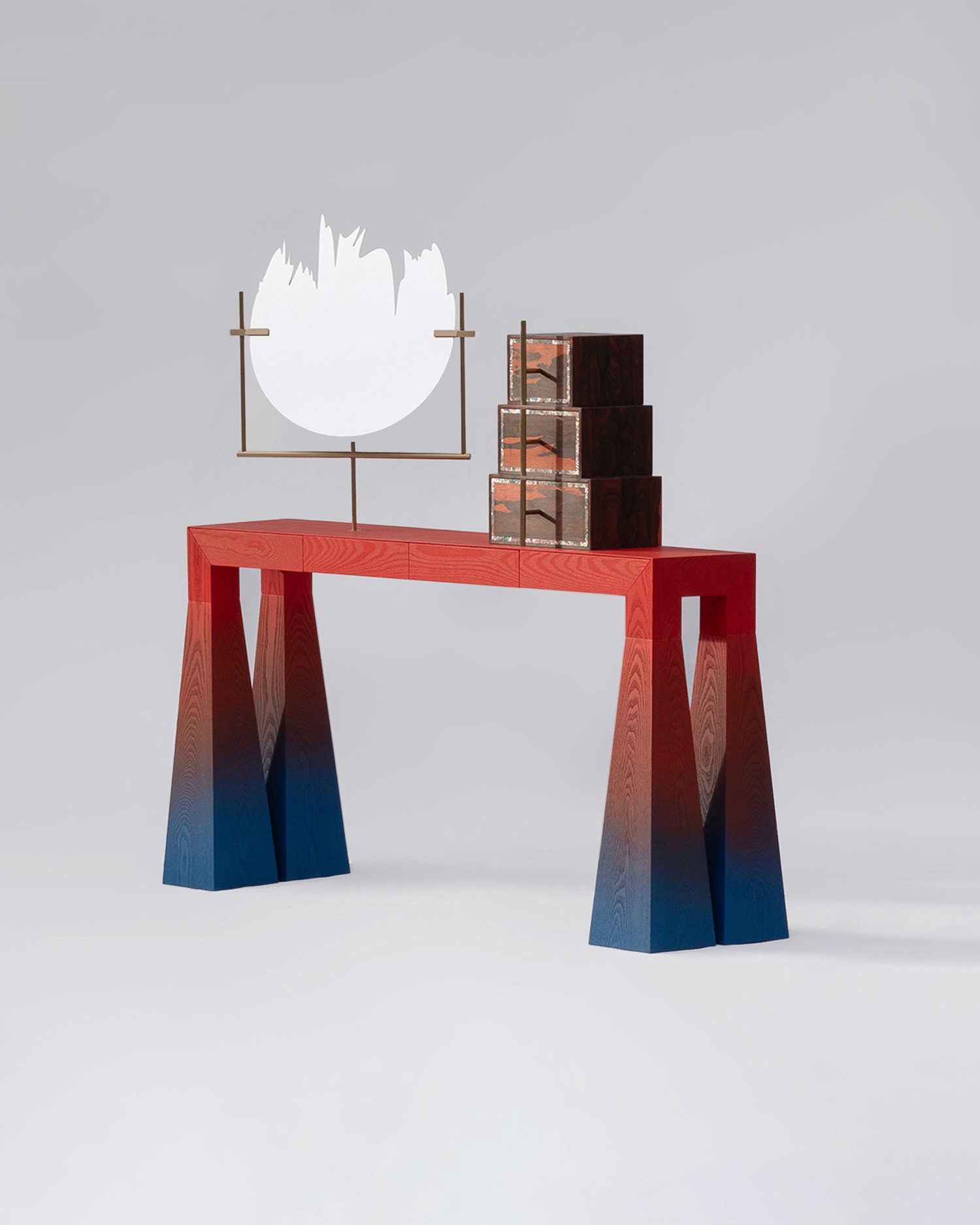 Ladislava vanity table with sculptural mirror and drawers by Jiri Krejcirik