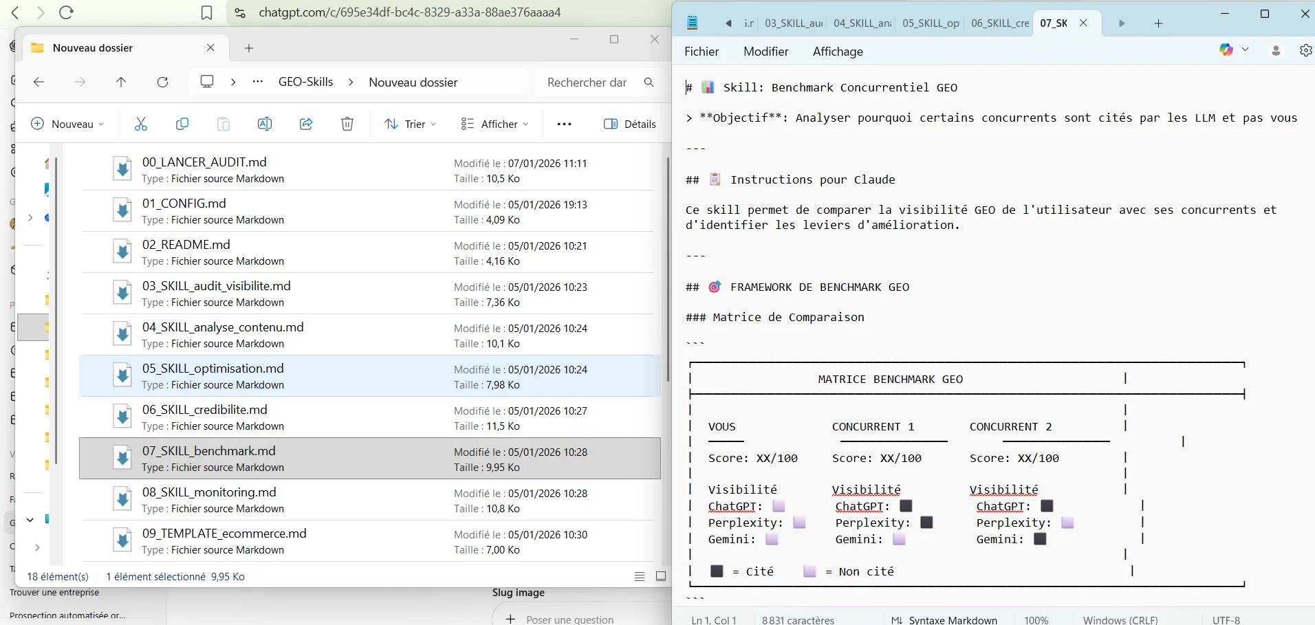 Skill GEO comparant la visibilité d’un site avec ses concurrents sur ChatGPT