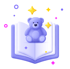 con opened book with a bear