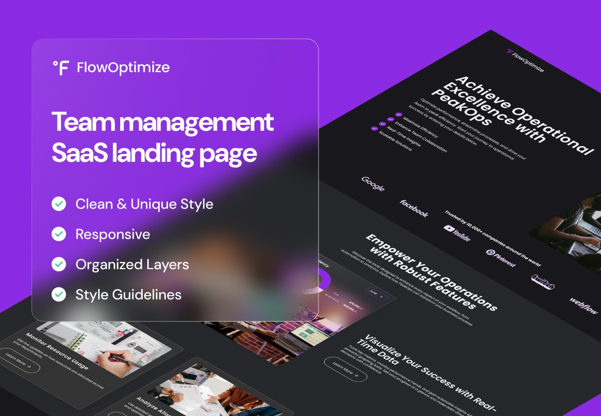 Team management SaaS landing page