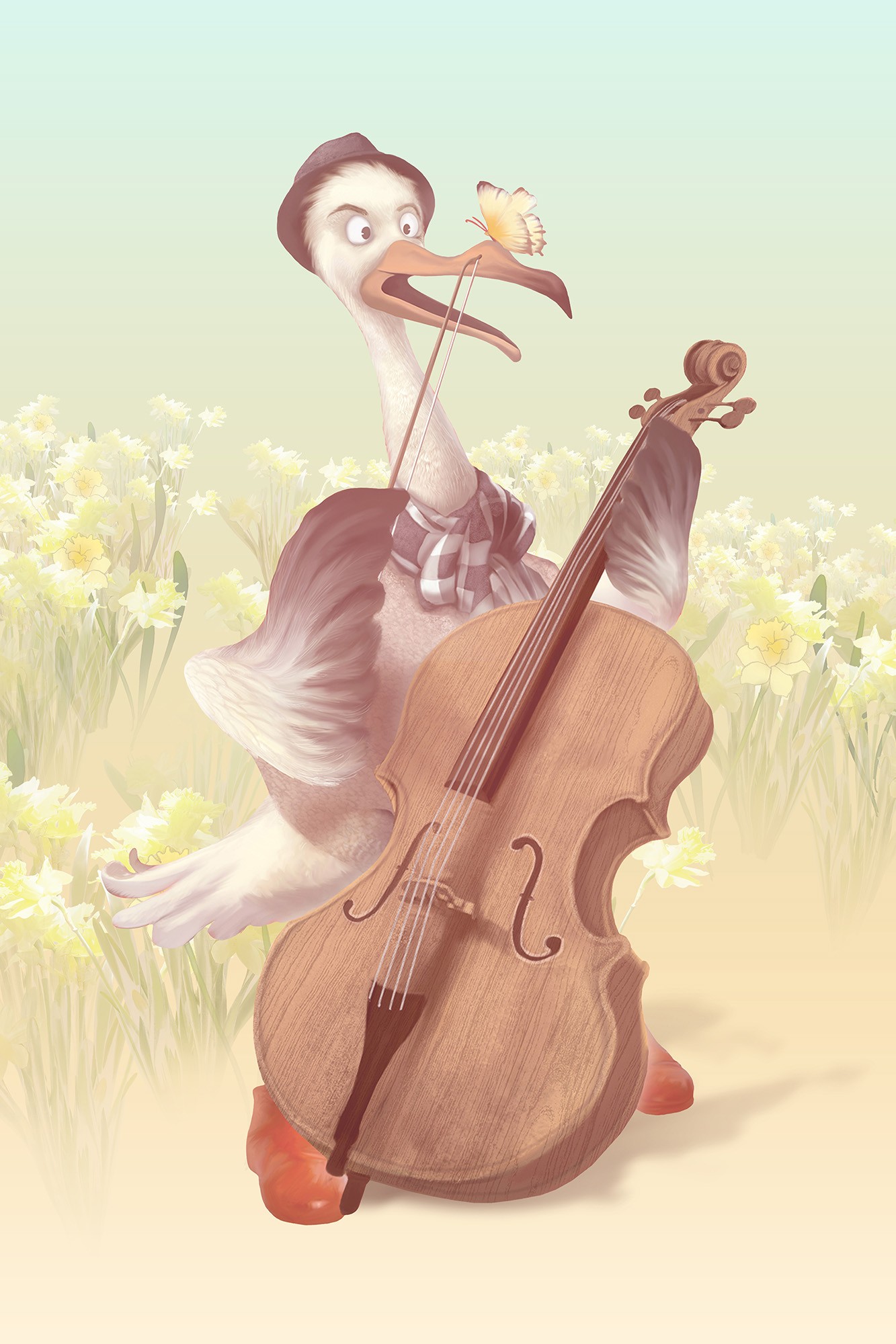 stork cello daffodils