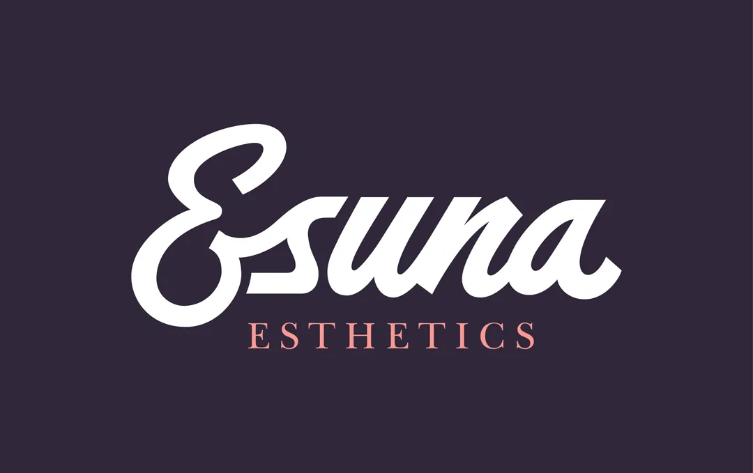 Esuna Esthetics logo design in modern white lettering