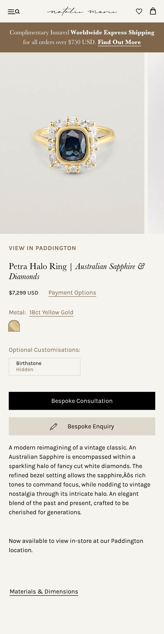 Jewelry product options include: ring for Petra Halo Ring | Australian Sapphire & Diamonds from Natalie Marie Jewellery.