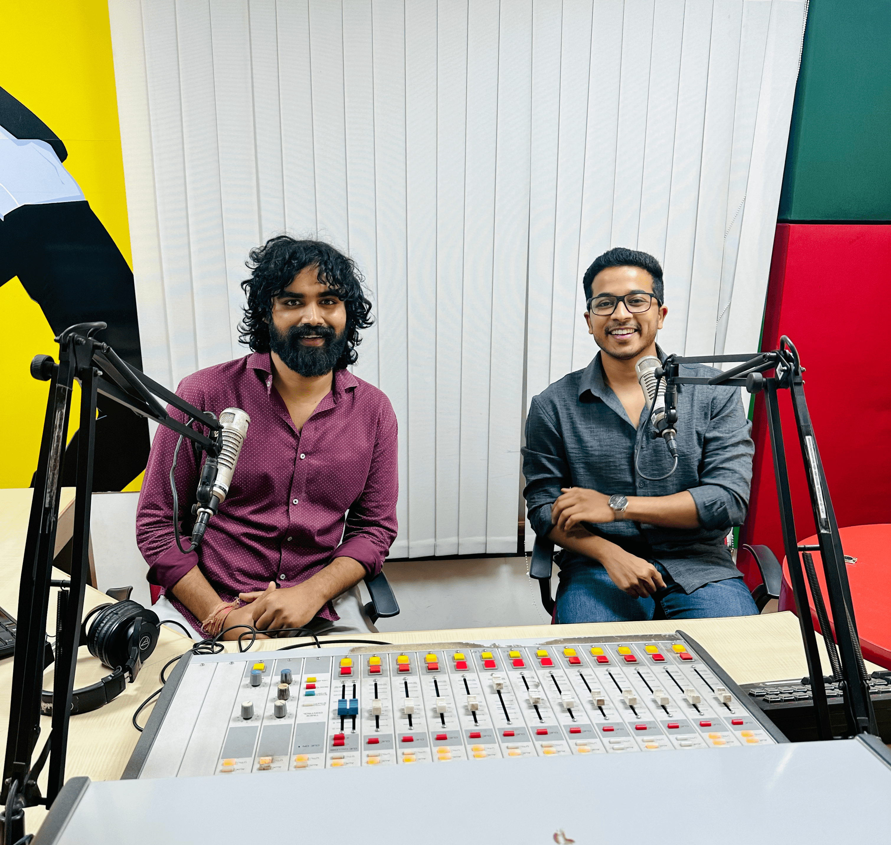 Vedant Singh Thakur at Radio Mirchi 98.3 FM studio sharing insights on My Content Cafe and entrepreneurship