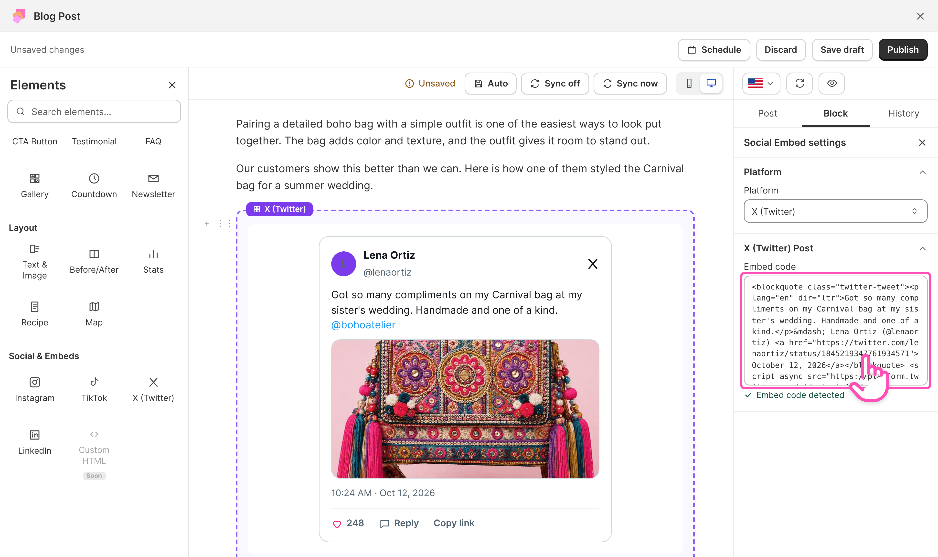 How to embed an X (Twitter) post in a Shopify blog post