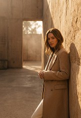 a woman standing on a wall