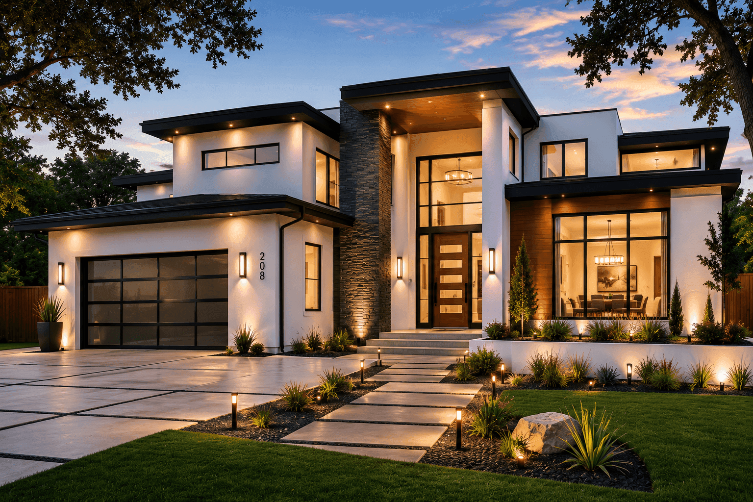 Modern black and white residence exterior painting