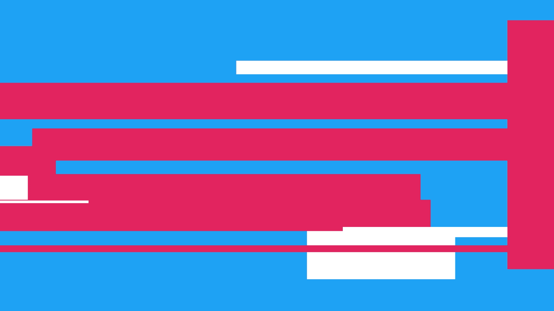Motion graphic transition with red and white animated bars on a blue background