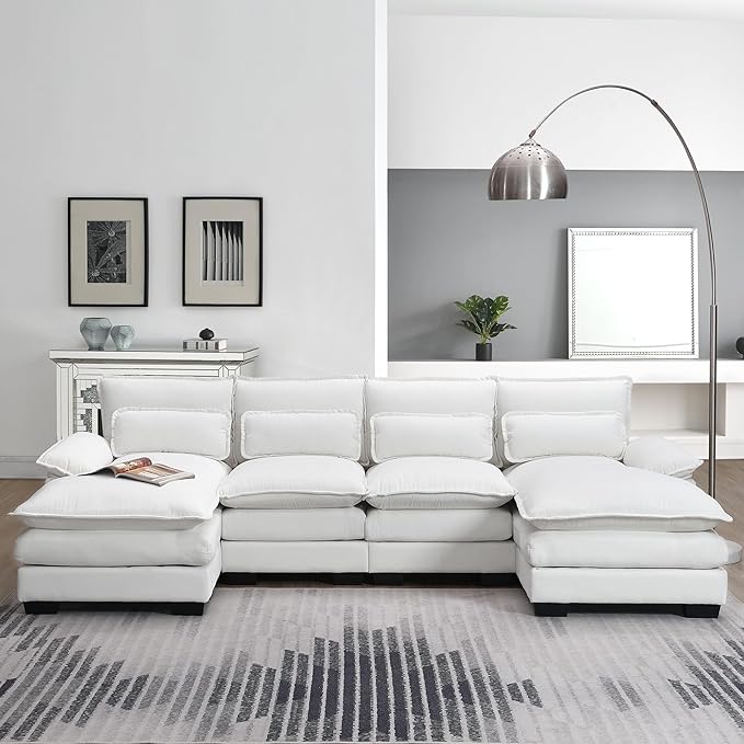 "Front view of White Cloud Couch emphasizing comfort"