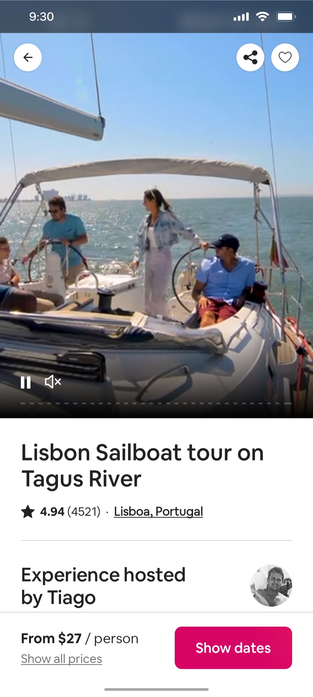 Airbnb Experience in details screen