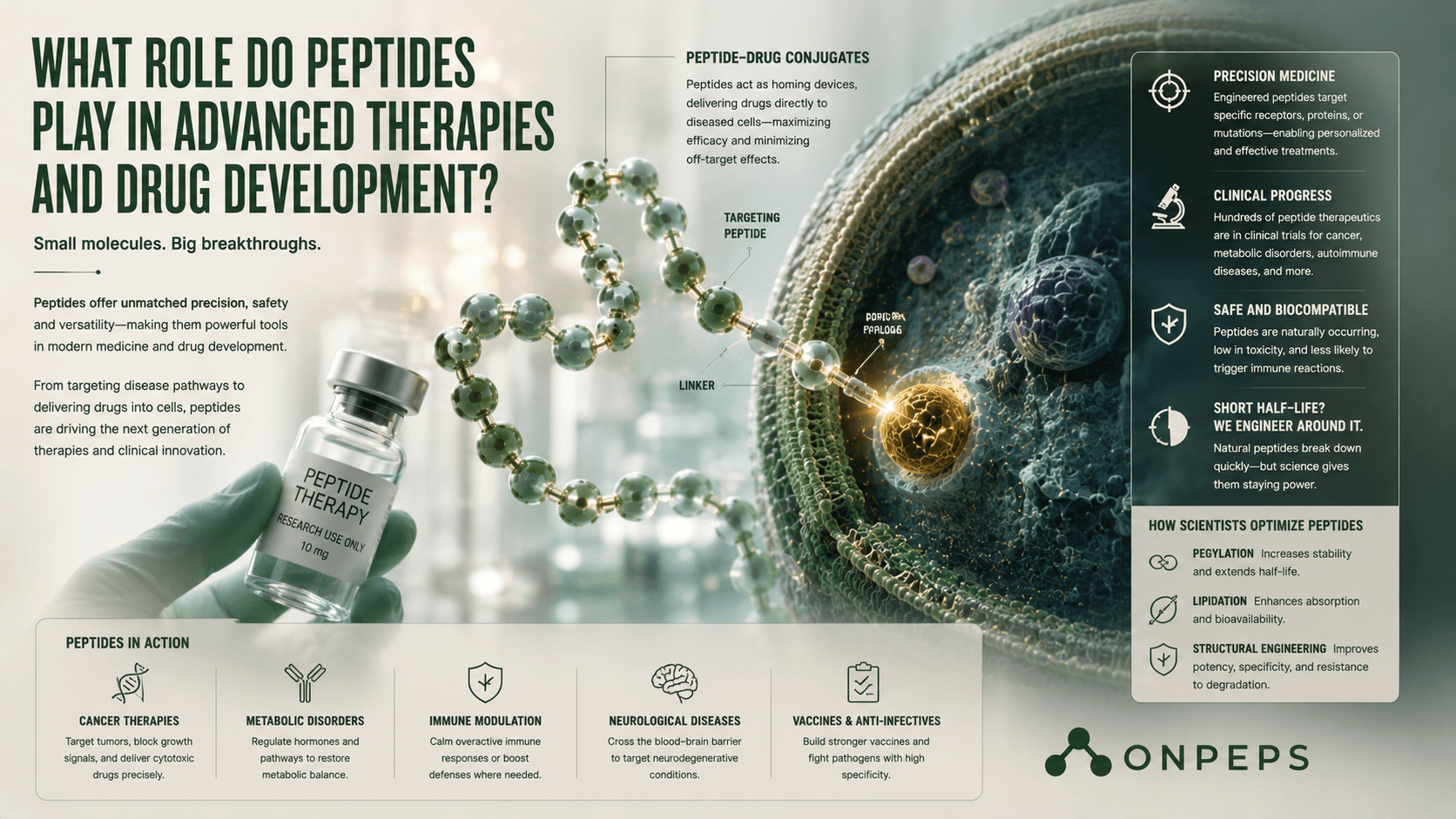 Role of peptides in advanced therapies and drug developement by onpeps