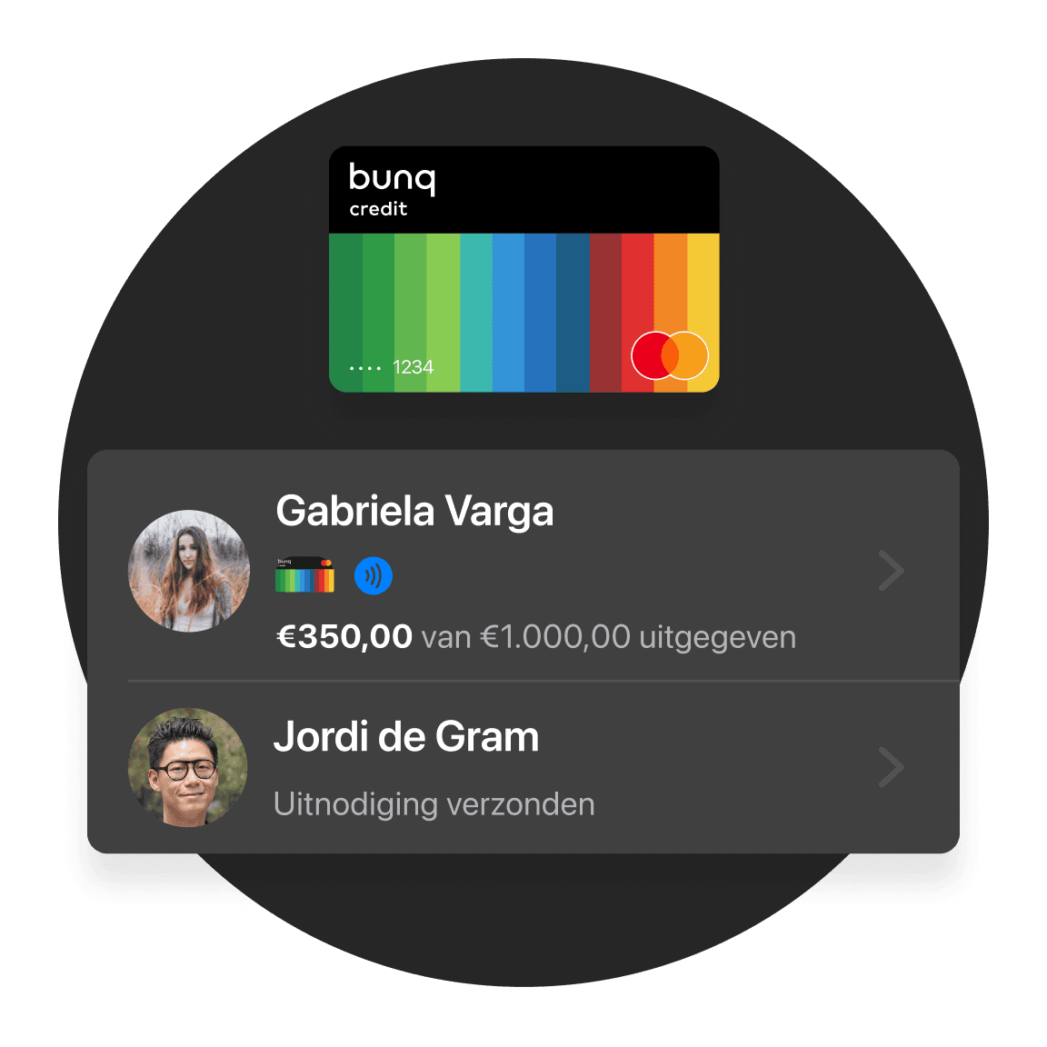 Afbeelding toont een kleurverloopbalk bovenaan met daaronder twee gebruikersreacties.