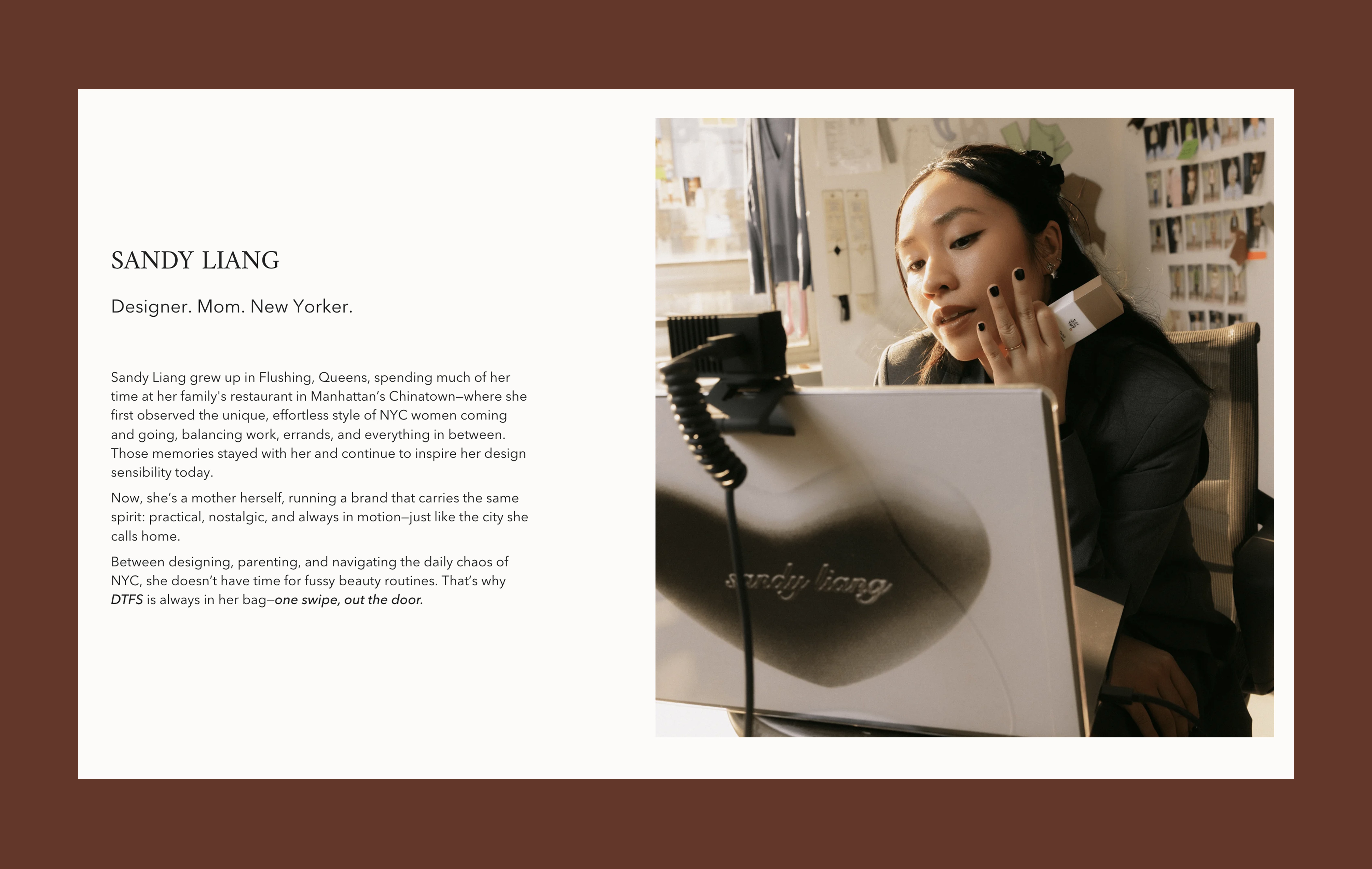 Lifestyle landing page showing a woman using Beauty of Joseon products throughout her day—from a cab ride and lunch break to the office and evening commute—demonstrating real-life use in relatable moments.