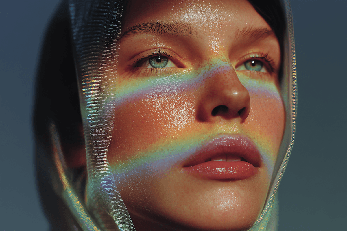 closeup image of model woman in a solid background