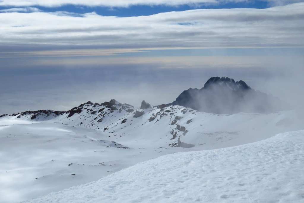 Snowy Kilimanjaro crater