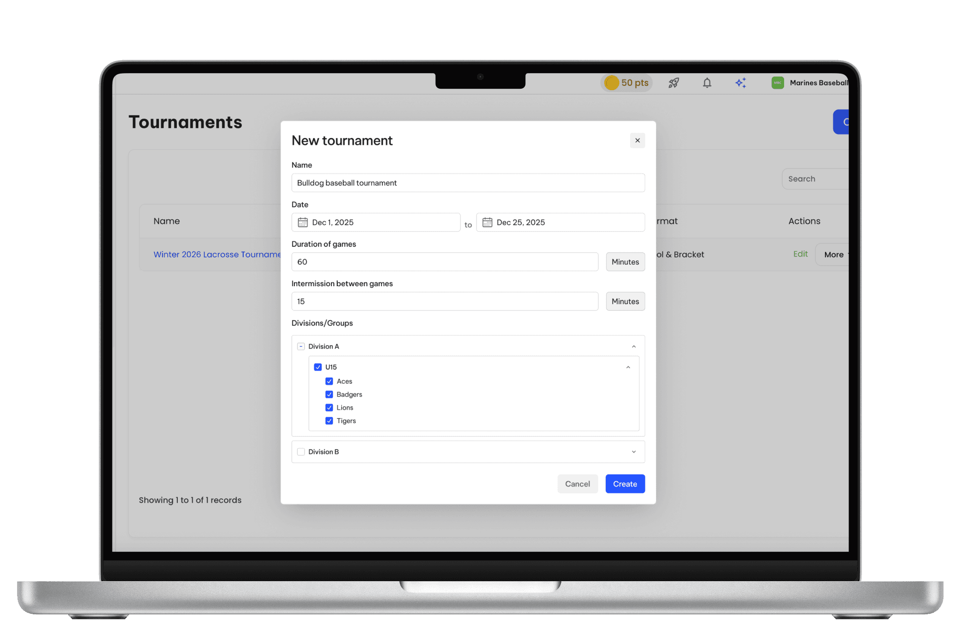 Volleyball Tournament Registration Group Building  Software