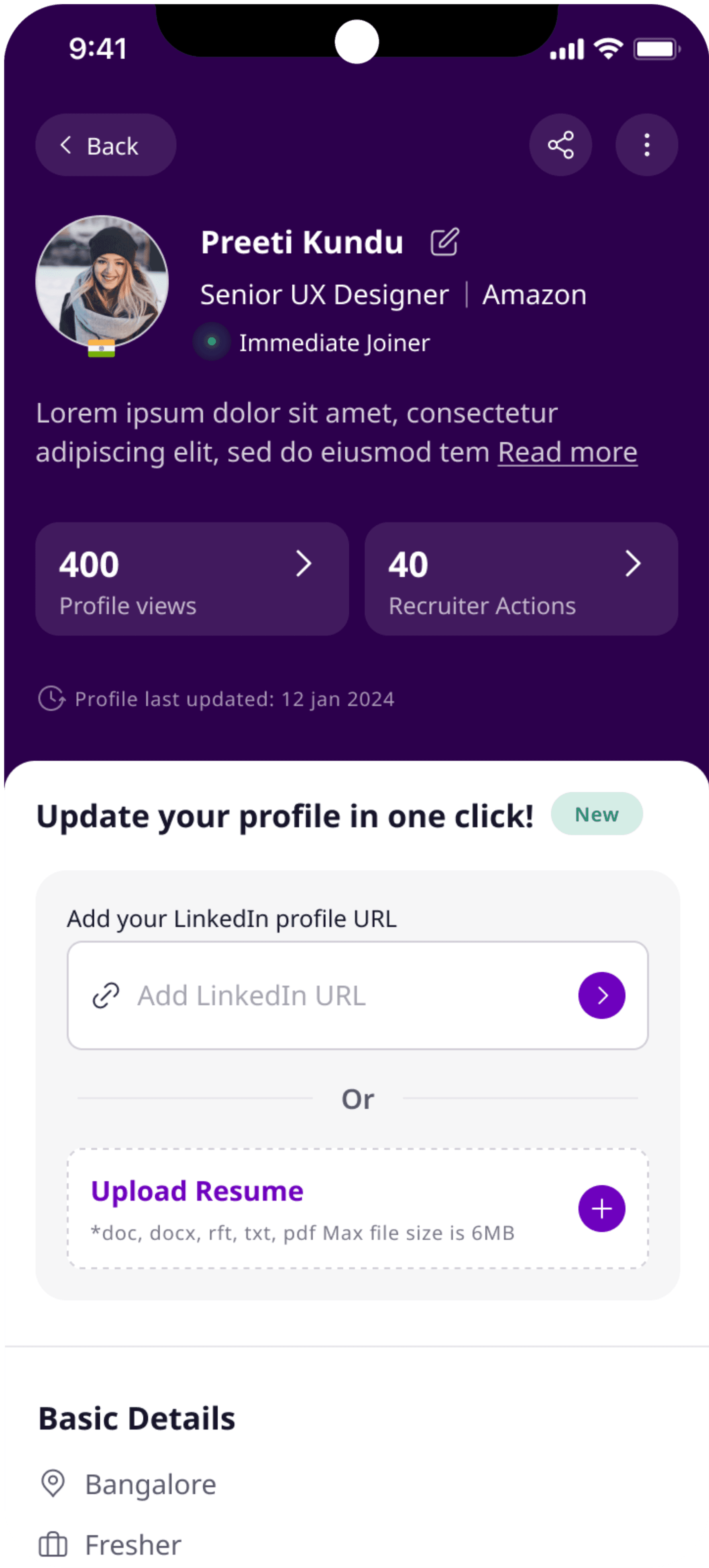 Redesigned Profile