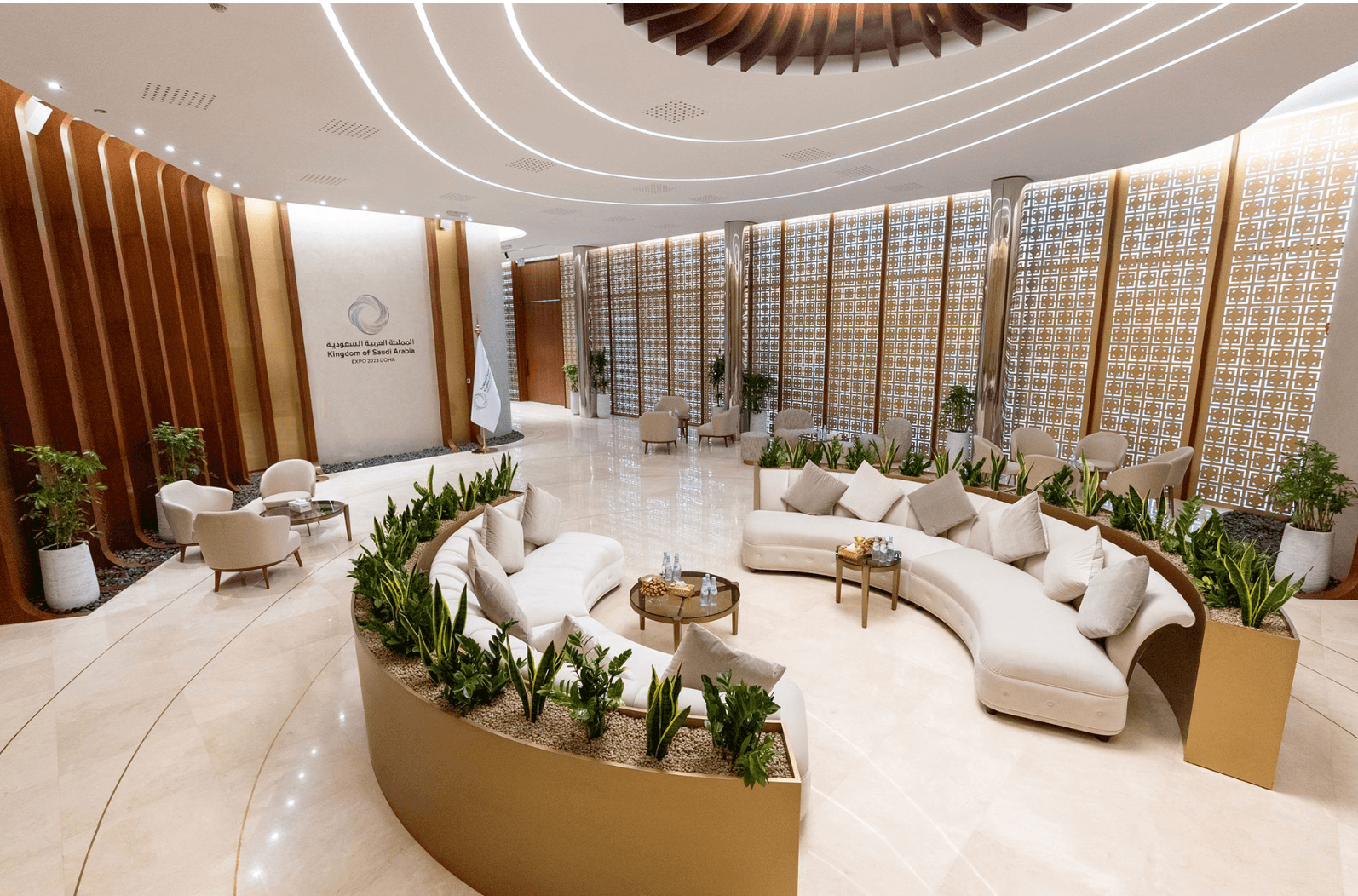 KSA pavilion interior lighting by tawridat al hadaf