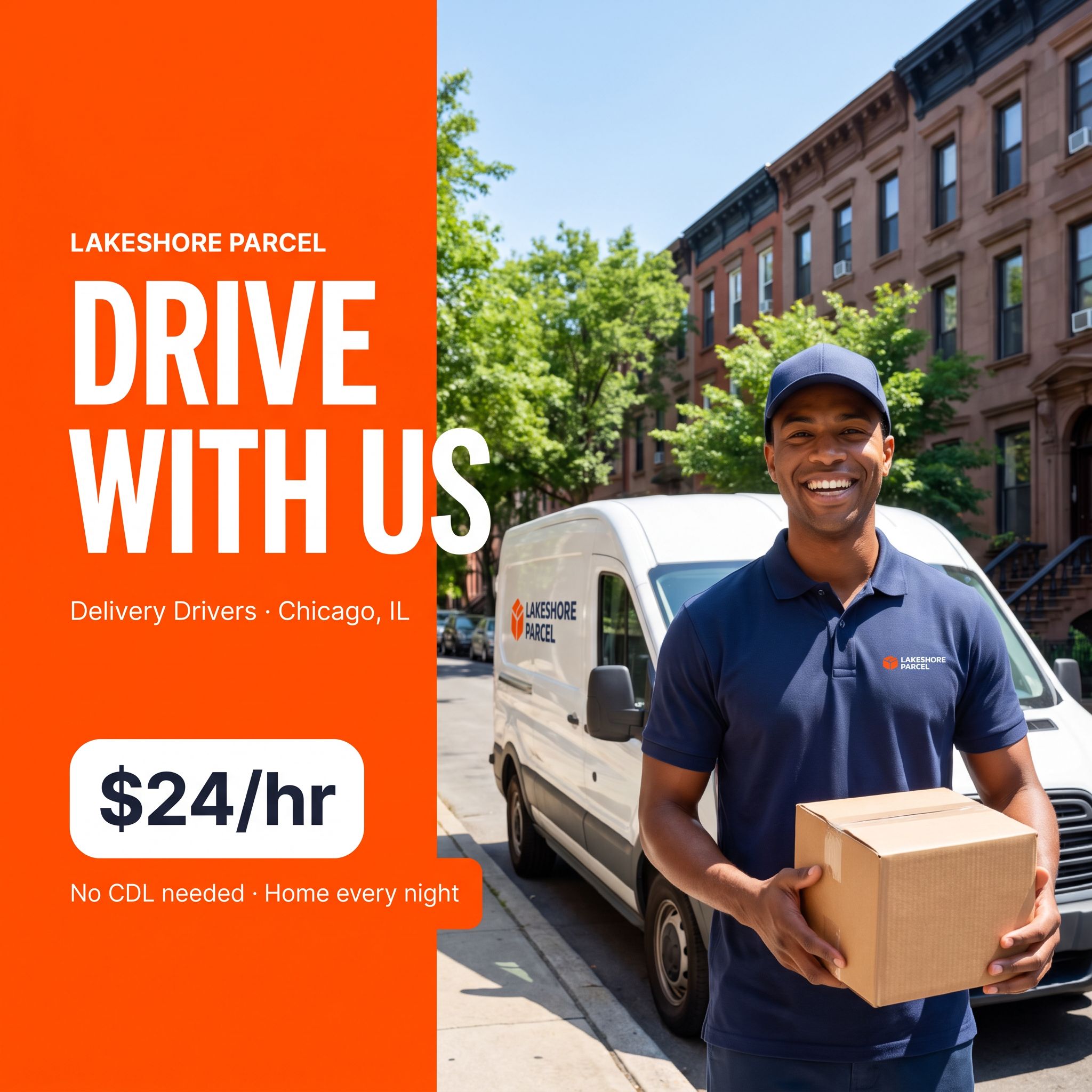 Delivery Driver job ad, Chicago, IL, $24/hr