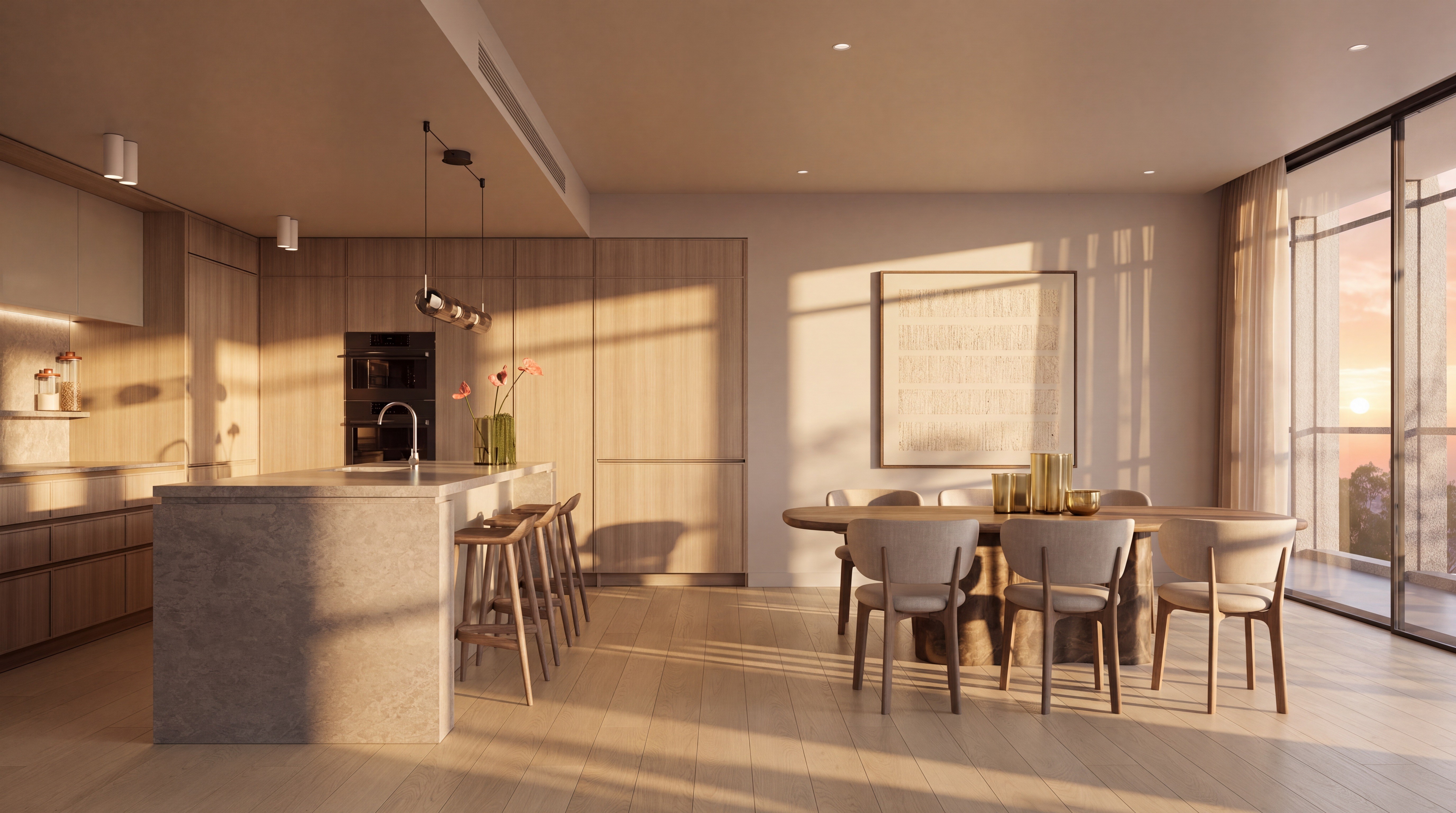 Dual-aspect living room with floor-to-ceiling glazing