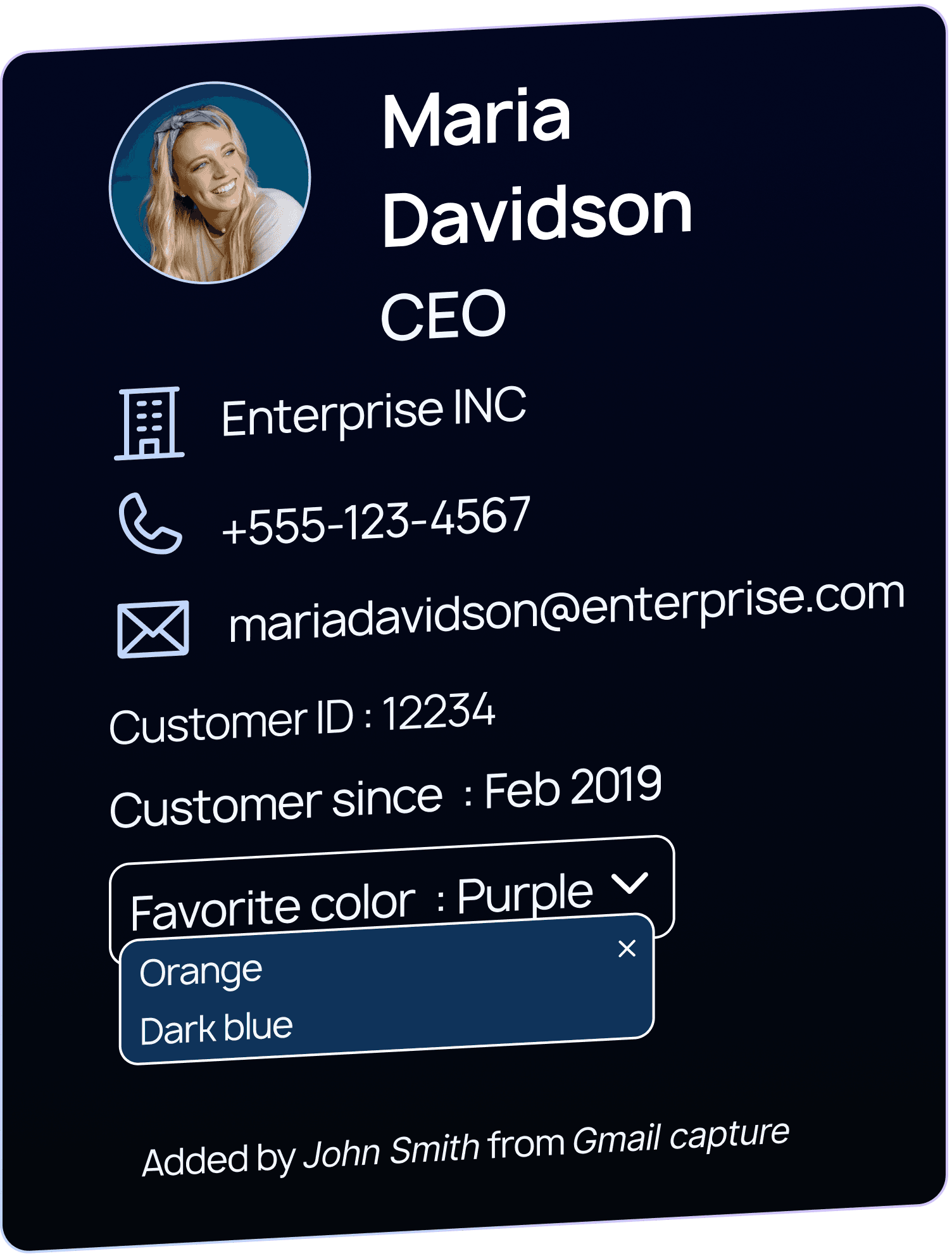 Custom contact card shared contacts