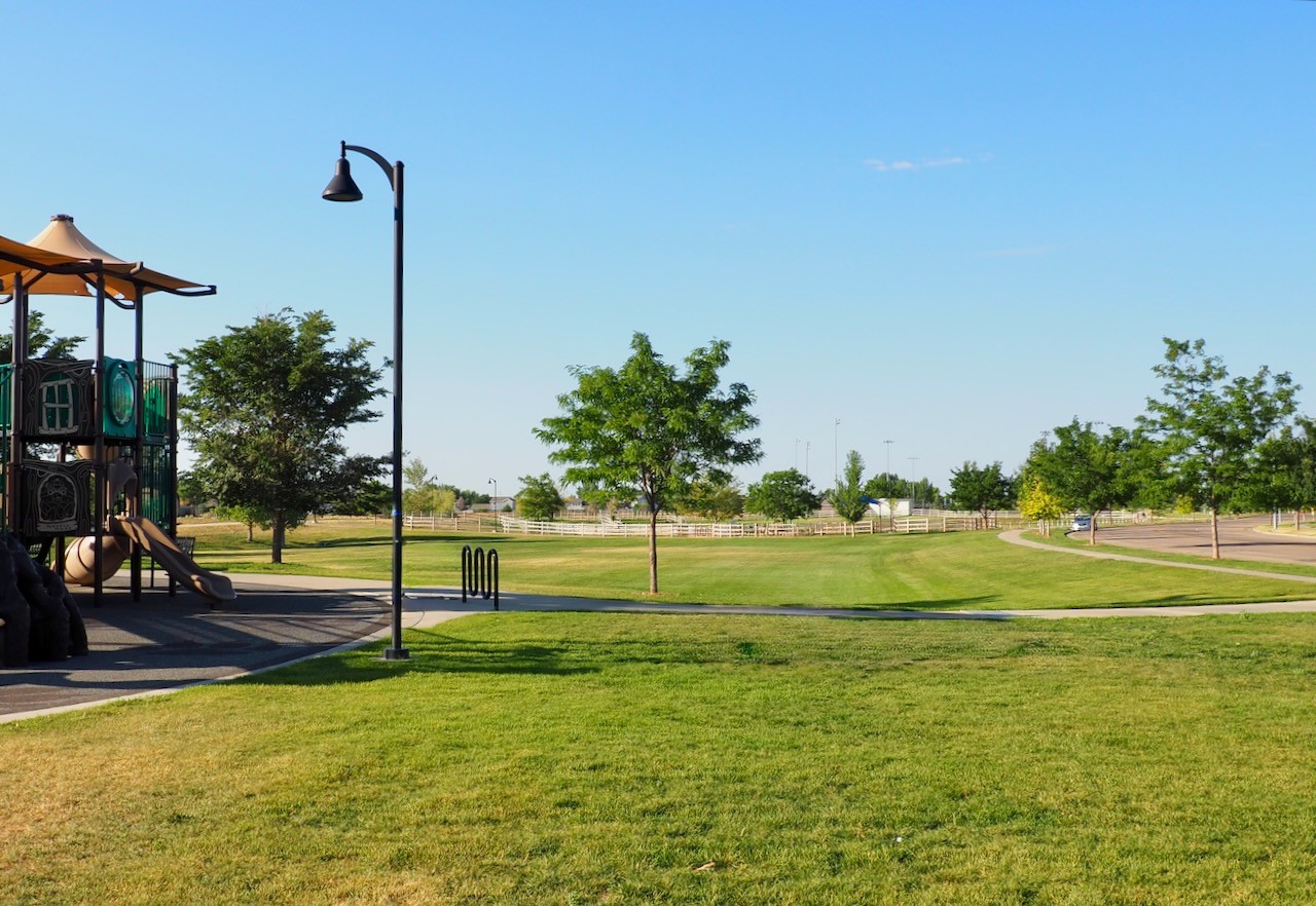 A park with playground and a grassy path in Wellington.