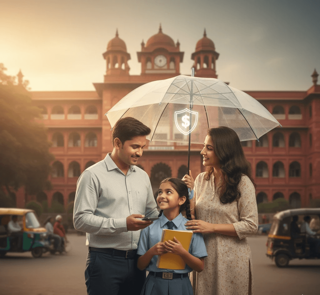 Shows insurance and financial security concept