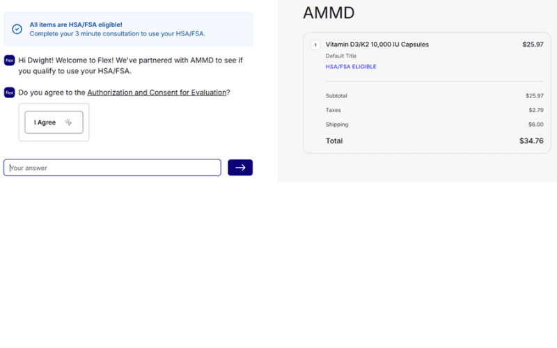 Letter of Medical Necessity consultation for probiotic store using Flex