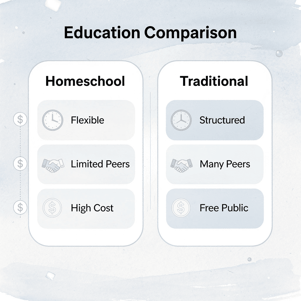 Comparison chart between homeschooling and traditional schooling