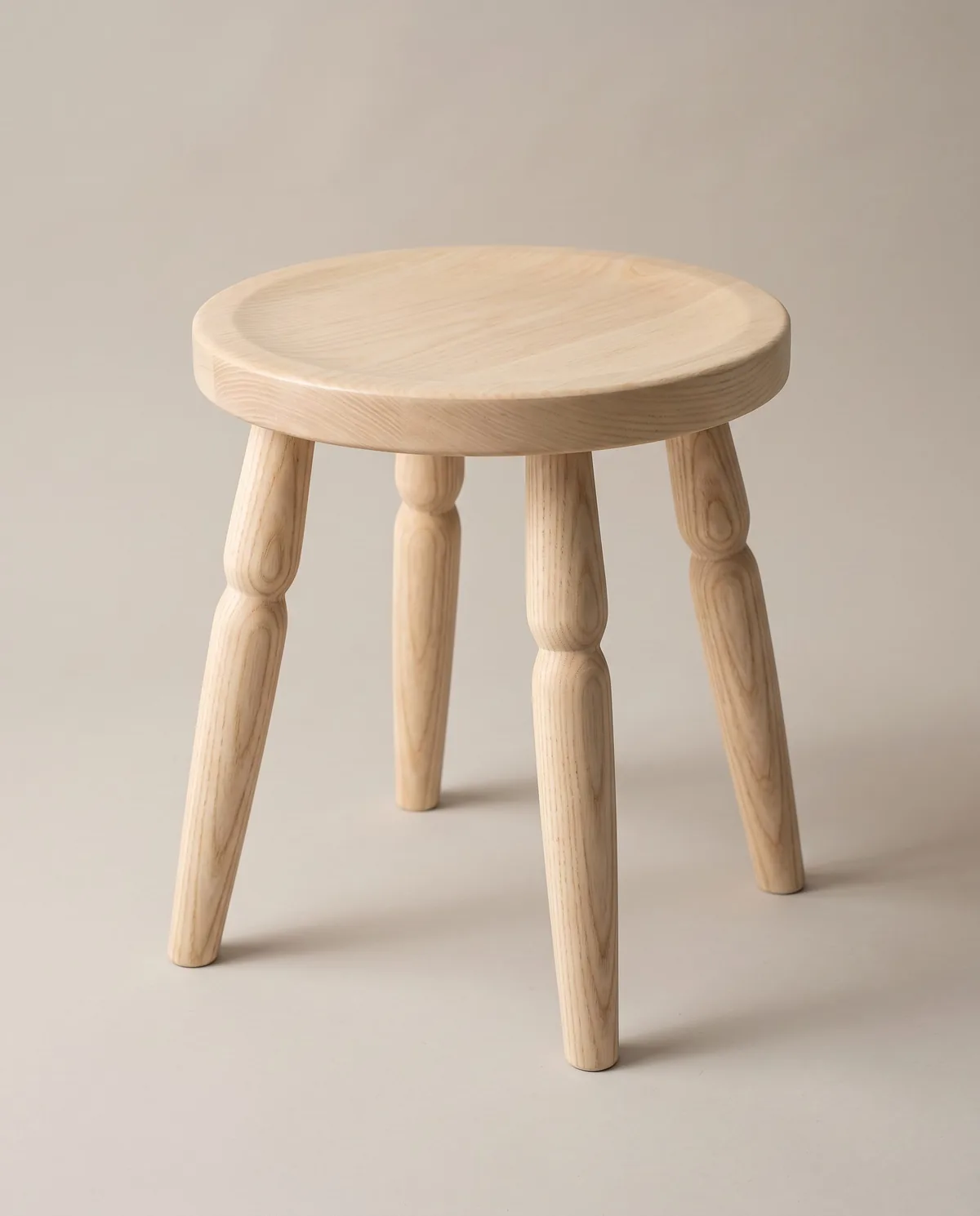 Kiln stool, pale ash, turned legs