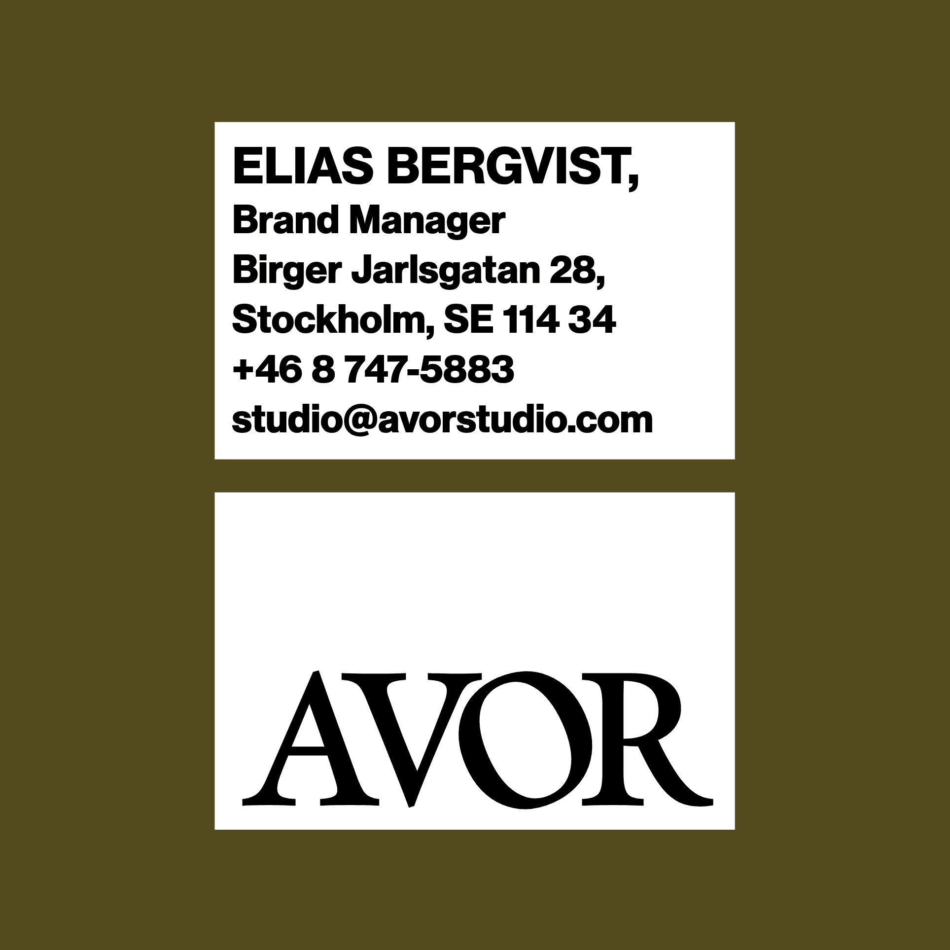 AVOUR brand collateral and wordmark — visual identity by Leonardo Scandinavia