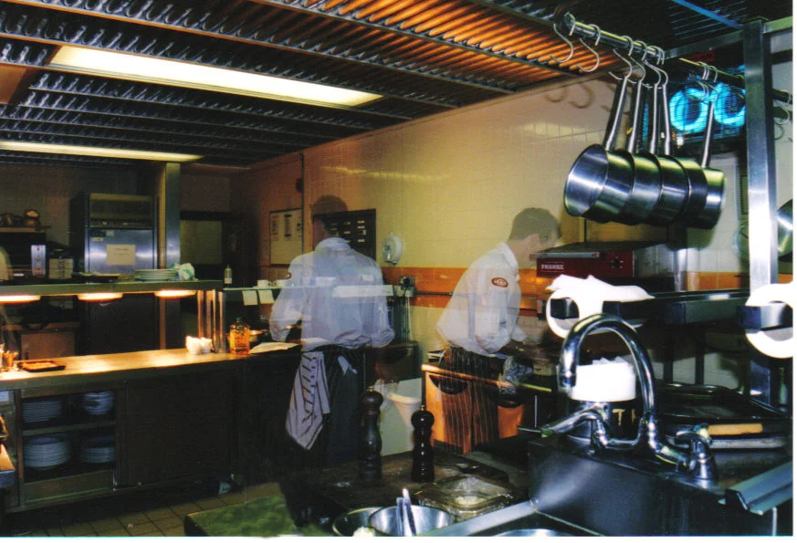 Restaurant kitchen and staff
