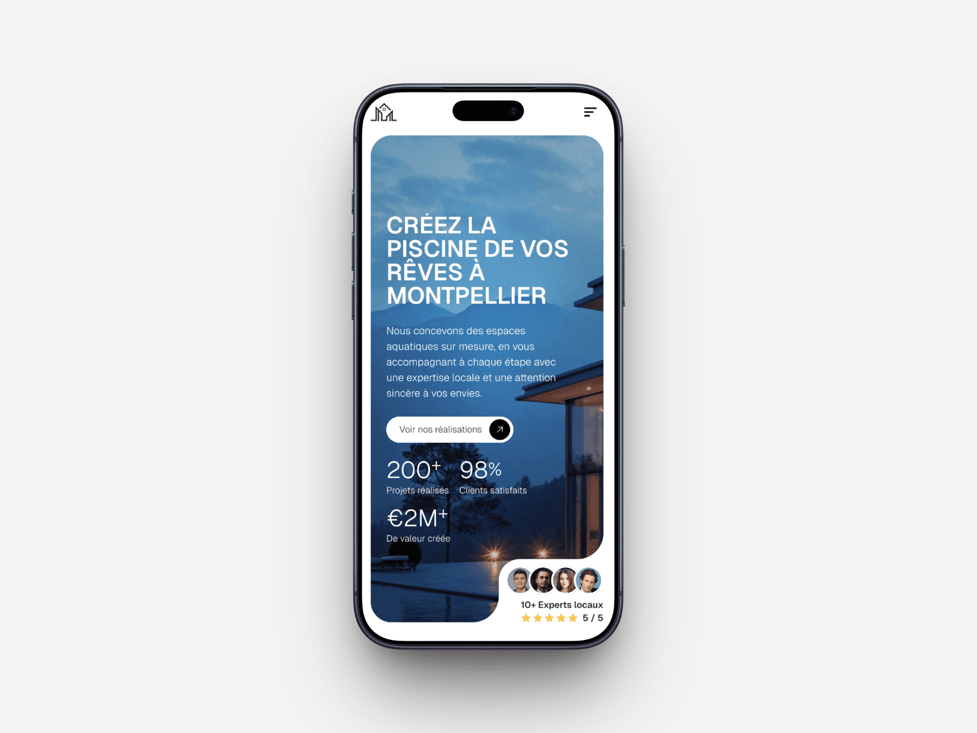 Mockup site vitrine pisciniste Montpellier – VistaHaven