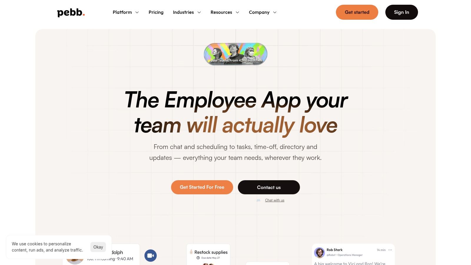 Pebb employee app as a WhatsApp alternative for teams