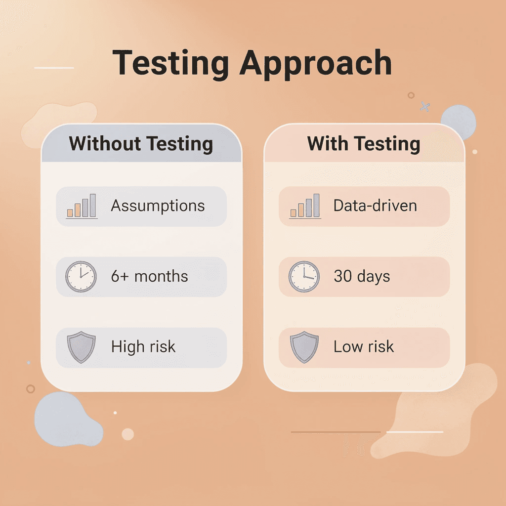 Comparison of testing vs non-testing approaches