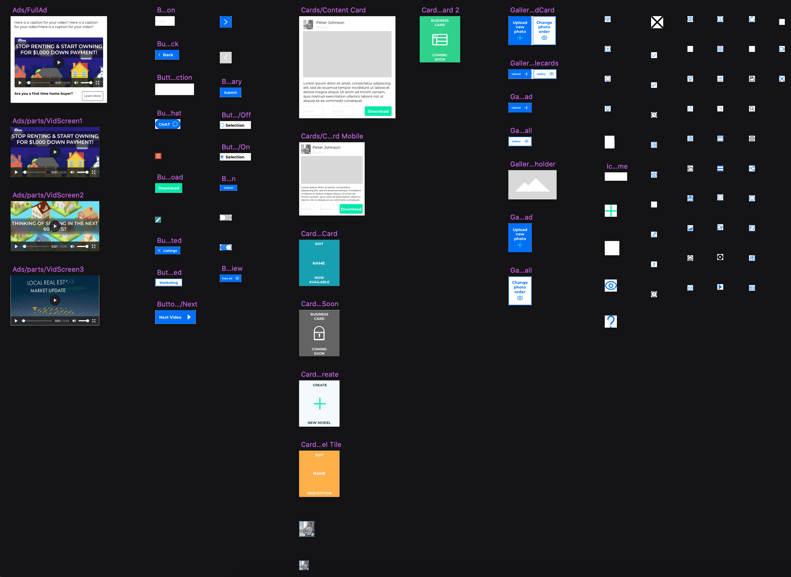 A screenshot of components