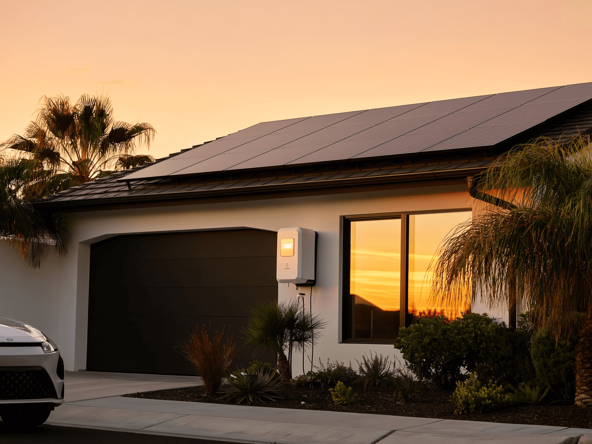 Solar panels installed on a Los Angeles home with cost savings overlay