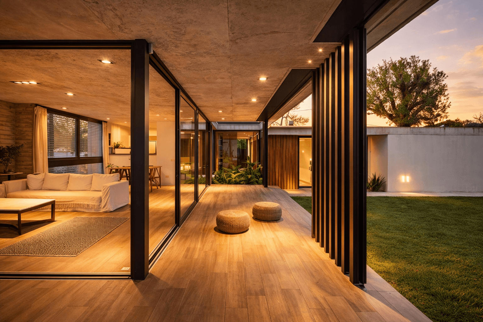 A person in an apron uses a wooden peel to place a freshly baked loaf of artisan bread into a rustic, wood-fired oven, with a flickering fire visible inside, set against the backdrop of a sunlit kitchen.