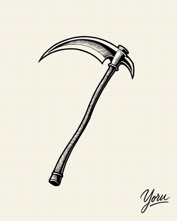Diseño de tatuaje de una espada japonesa katana, con detalles en la empuñadura y hoja curvada.