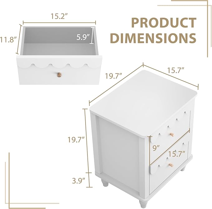 Scalloped nightstand – A stylish and functional furniture piece, perfect for any modern home.