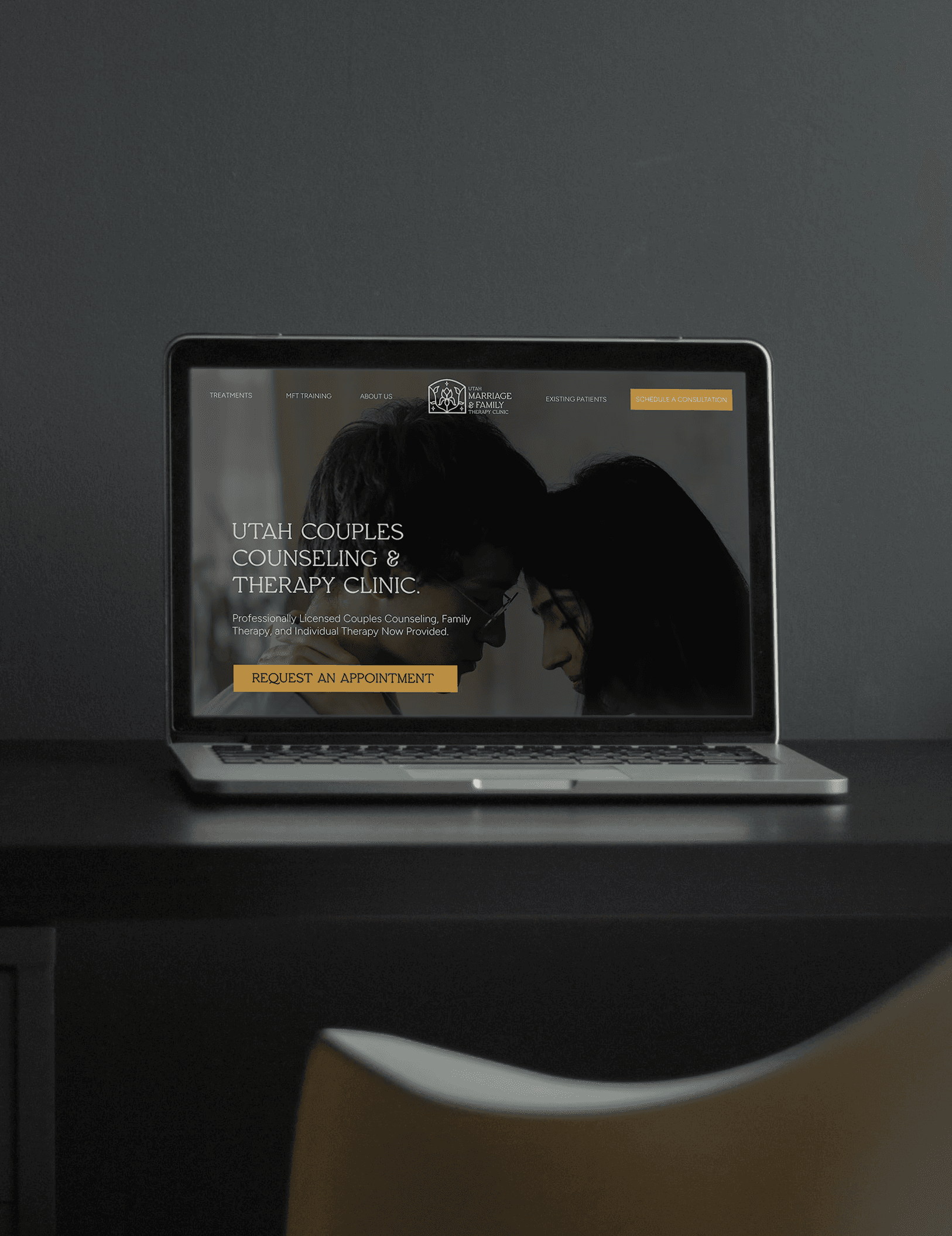 Website home page mockup for Utah Marriage and Family Therapy Clinic