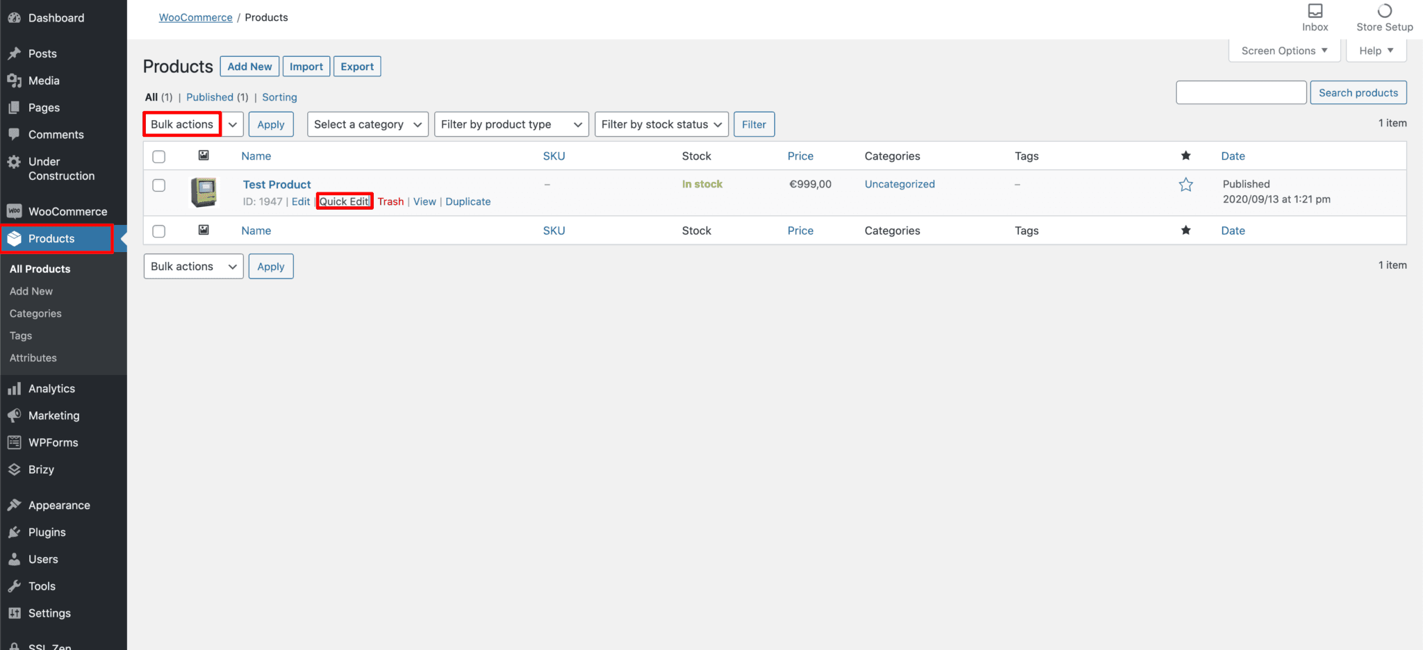 aggiornamento prodotti woocommerce