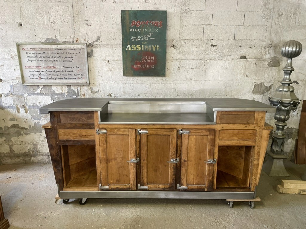 Comptoir de bar bois zinc artisanal