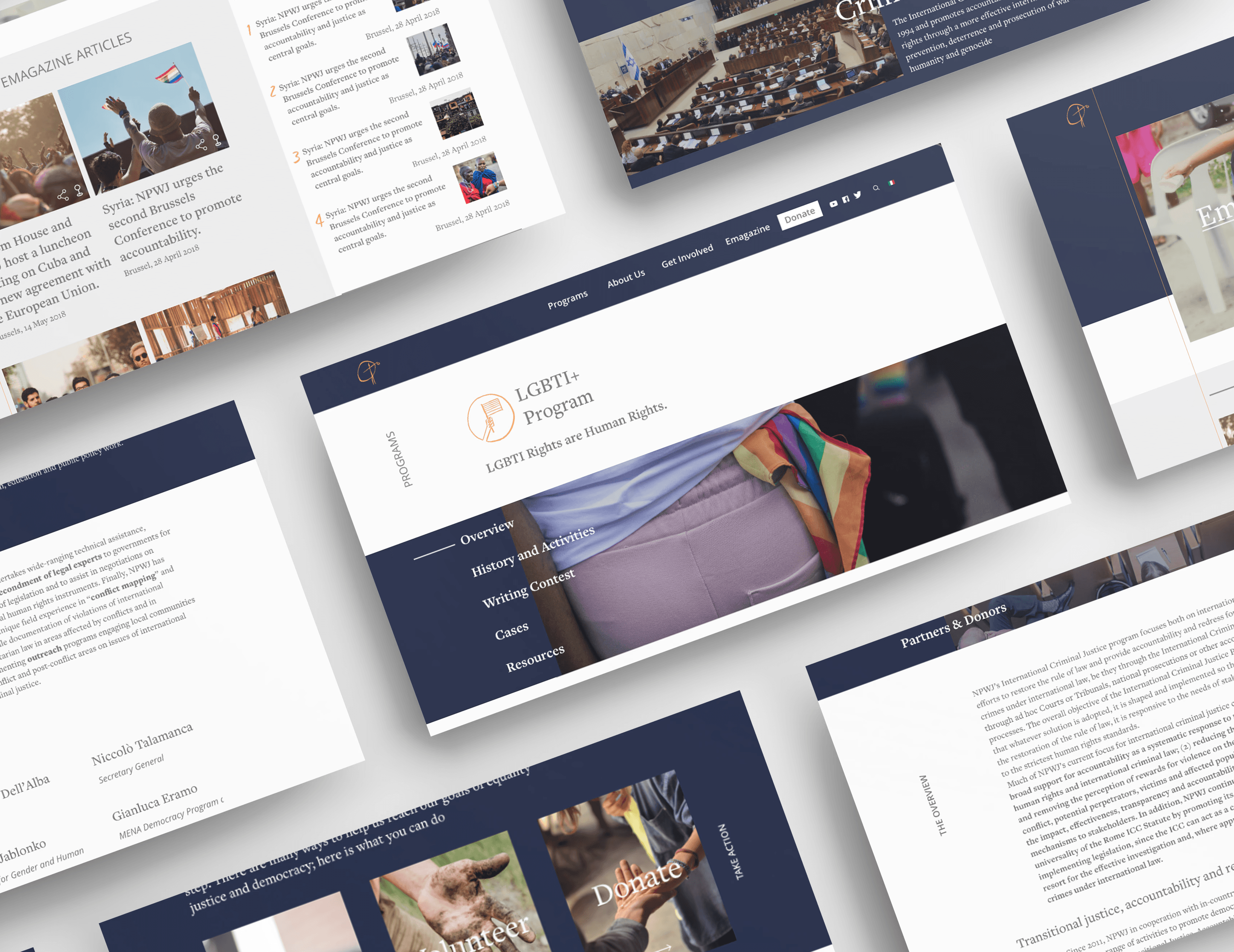 Website screens for an NGO