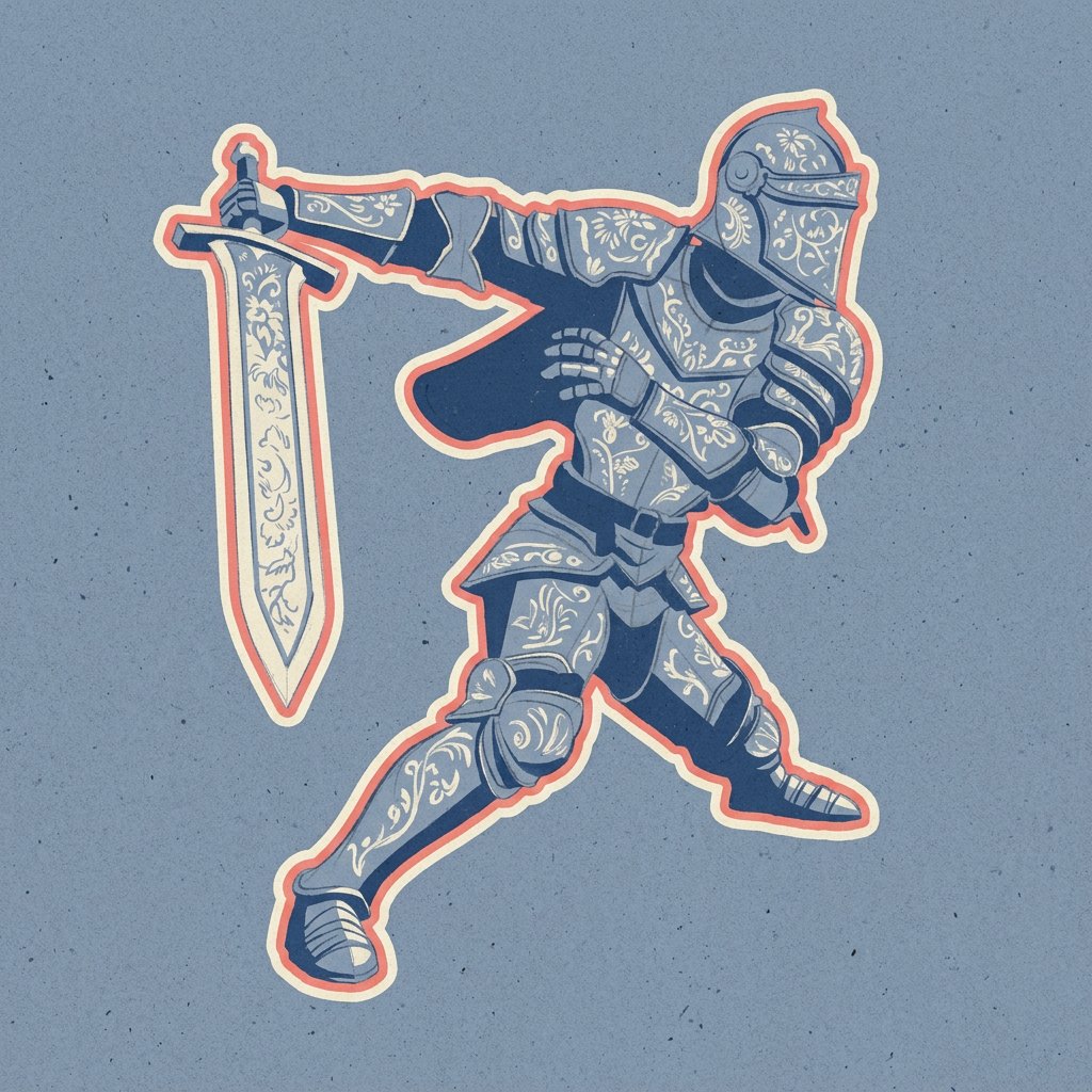 The knight redrawn in the sketchbook style, used as the art-direction target