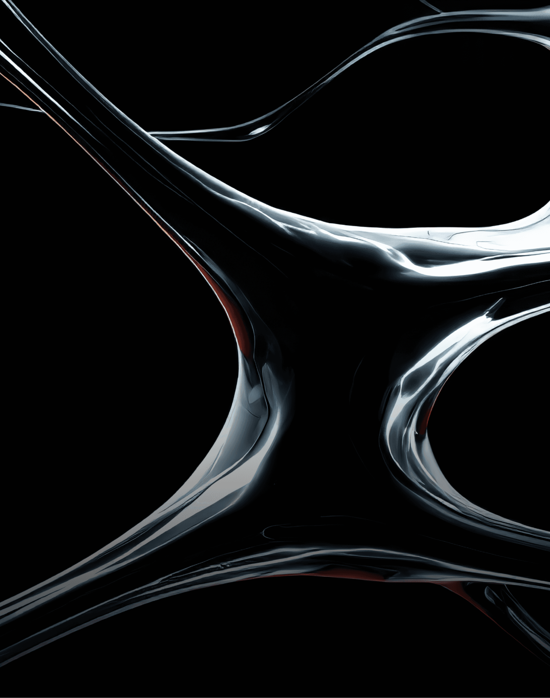 Flowing metallic ribbons in parallel waves, evoking precision and structured movement over a black backdrop.