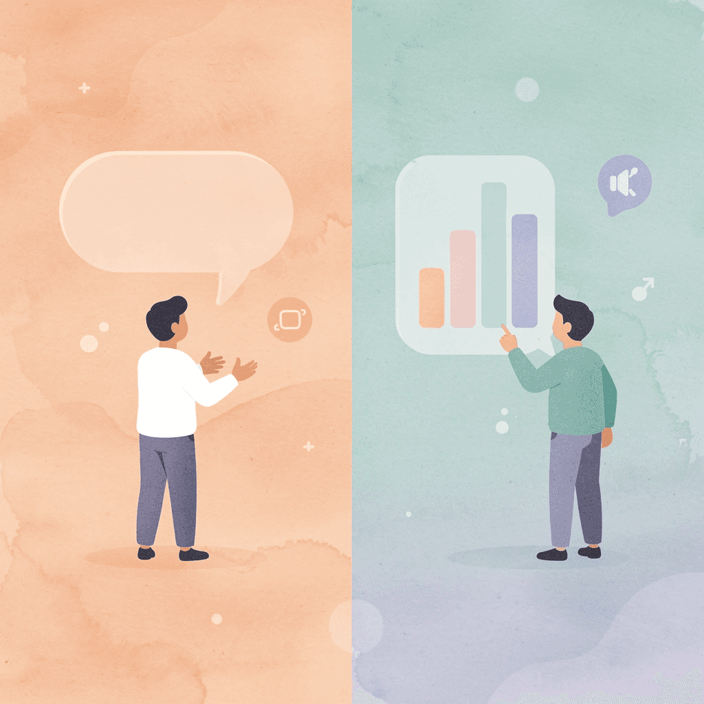 Split scene illustration comparing generic SEO vs specialized B2B SEO approaches