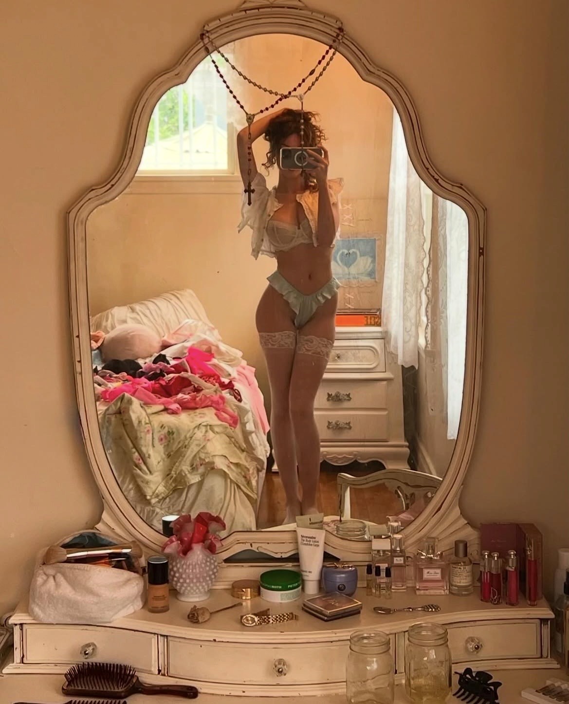 Abstract streaks of light against black background