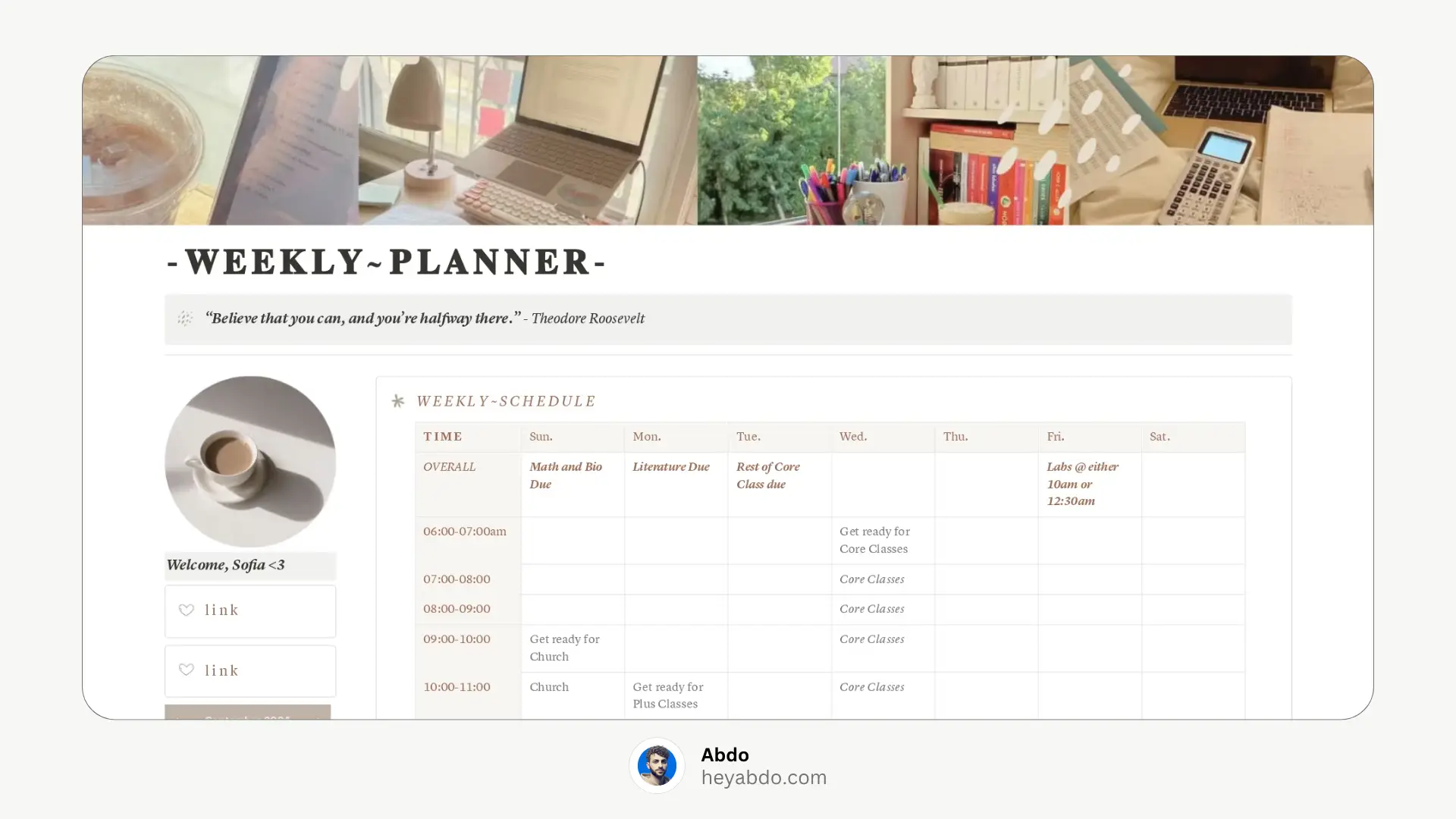 Notion Weekly Planner